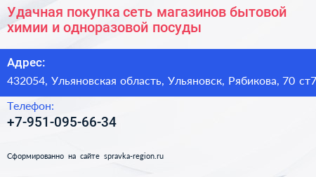 Удачная покупка сеть магазинов бытовой химии и одноразовой посуды - визитка