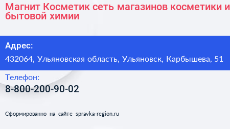 Магнит Косметик сеть магазинов косметики и бытовой химии - визитка