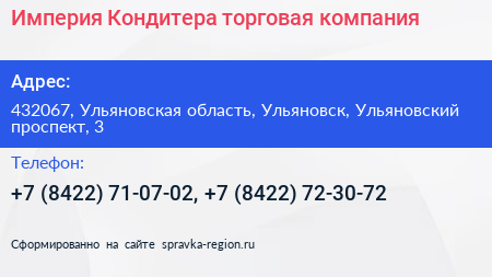 Империя Кондитера торговая компания - визитка