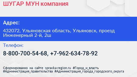 ШУГАР МУН компания - визитка