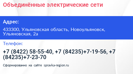 Объединённые электрические сети - визитка