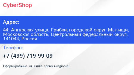 CyberShop - визитка