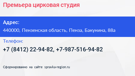 Премьера цирковая студия - визитка