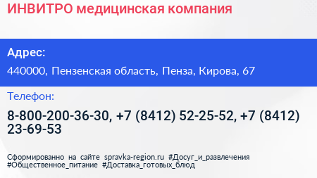 ИНВИТРО медицинская компания - визитка