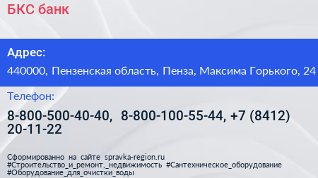 БКС банк - визитка