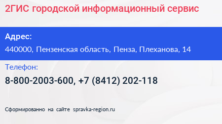 2ГИС городской информационный сервис - визитка