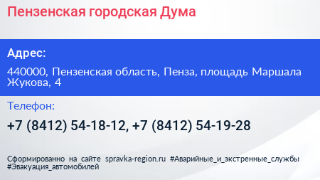 Пензенская городская Дума - визитка
