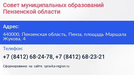 Совет муниципальных образований Пензенской области - визитка