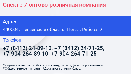Спектр 7 оптово розничная компания - визитка