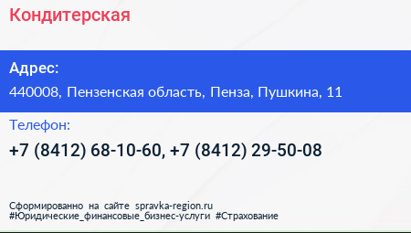 Кондитерская - визитка