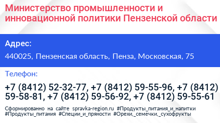 Министерство промышленности и инновационной политики Пензенской области - визитка
