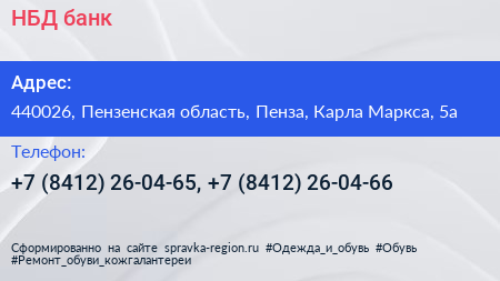 НБД банк - визитка