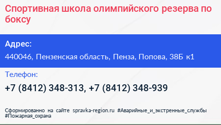 Спортивная школа олимпийского резерва по боксу - визитка