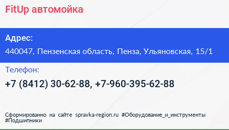 FitUp автомойка - визитка