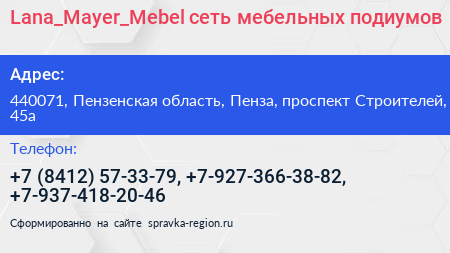 Lana_Mayer_Mebel сеть мебельных подиумов - визитка