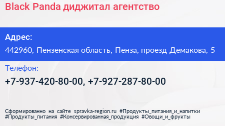 Black Panda диджитал агентство - визитка