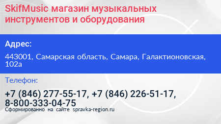 SkifMusic магазин музыкальных инструментов и оборудования - визитка