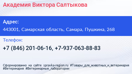 Академия Виктора Салтыкова - визитка