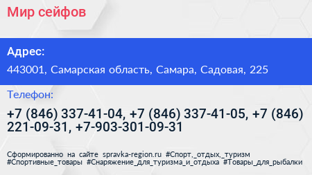 Мир сейфов - визитка