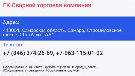 ГК Сварной торговая компания - визитка