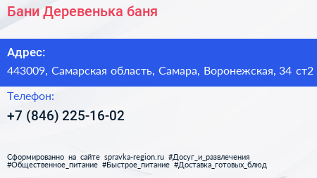 Бани Деревенька баня - визитка