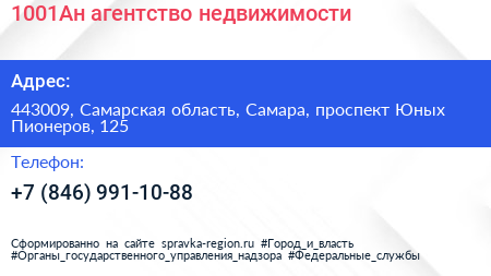 1001Ан агентство недвижимости - визитка