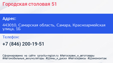 Городская столовая 51 - визитка