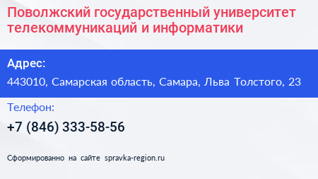 Поволжский государственный университет телекоммуникаций и информатики - визитка