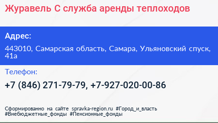 Журавель С служба аренды теплоходов - визитка