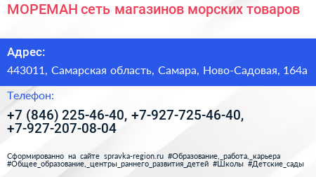 МОРЕМАН сеть магазинов морских товаров - визитка