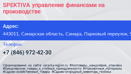 SPEKTIVA управление финансами на производстве - визитка