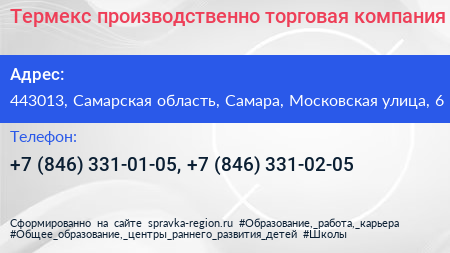Термекс производственно торговая компания - визитка