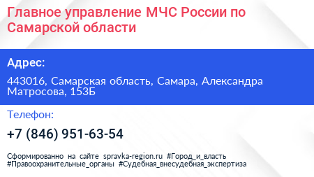 Главное управление МЧС России по Самарской области - визитка