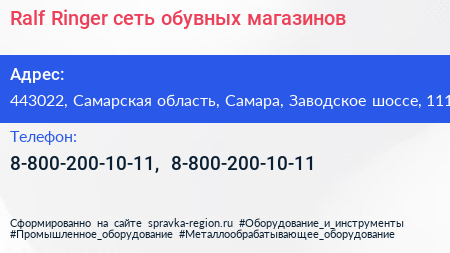 Ralf Ringer сеть обувных магазинов - визитка