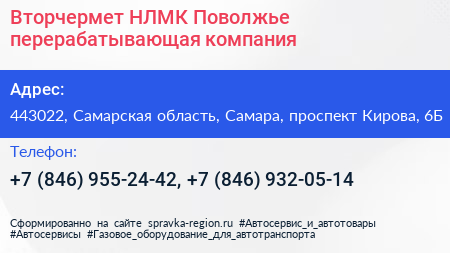 Вторчермет НЛМК Поволжье перерабатывающая компания - визитка