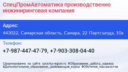 СпецПромАвтоматика производственно инжиниринговая компания - визитка