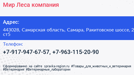 Мир Леса компания - визитка