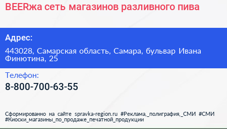 BEERжа сеть магазинов разливного пива - визитка