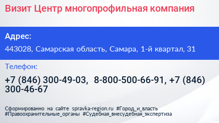 Визит Центр многопрофильная компания - визитка