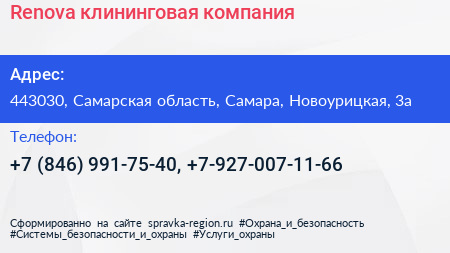 Renova клининговая компания - визитка