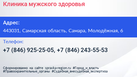 Клиника мужского здоровья - визитка
