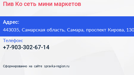 Пив Ко сеть мини маркетов - визитка