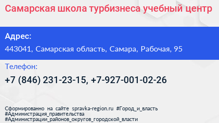 Самарская школа турбизнеса учебный центр - визитка