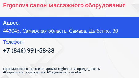 Ergonova салон массажного оборудования - визитка