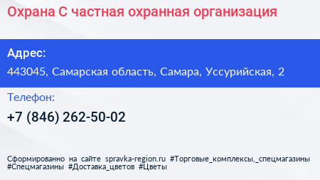 Охрана С частная охранная организация - визитка