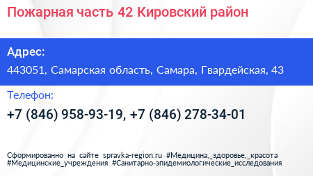 Пожарная часть 42 Кировский район - визитка