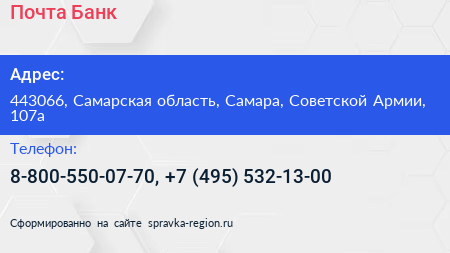 Почта Банк - визитка