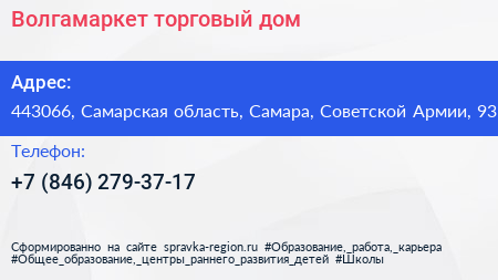 Волгамаркет торговый дом - визитка