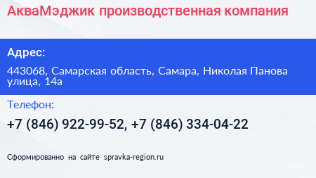 АкваМэджик производственная компания - визитка