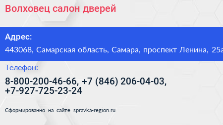 Волховец салон дверей - визитка